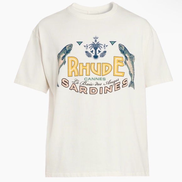 RHUDE ‘Sardines’ T-Shirt Size M Vintage White